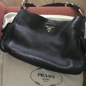 Prada Pebbled Leather Hobo Purse Authentic